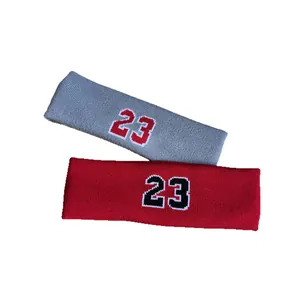 Elastic sweatband set with number 23 embroidery for running and fitness sports