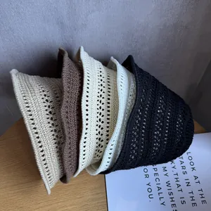 Handcrafted crochet hollow out sun hat for women in multiple colors with breathable knit