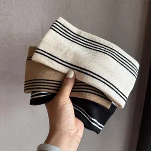 Fascia per Capelli a Righe in Maglia per Donna Invernale Calda Turban Elastica Sportiva Accessori di Moda