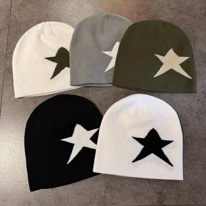 Bonnet en Tricot Motif Étoile Unisexe Pour Hommes Femmes Chaud Hiver Streetwear Acrylique Jacquard Sans Bord