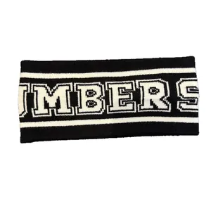 Bandeau de sport en tricot élastique avec lettres NUMBERS et motifs à rayures blanches