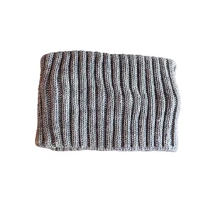Solid grey ribbed knit headband for women, thick winter ear warmer and fashion hairband
