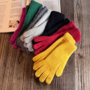 Long rabbit fur knit gloves in multiple colors for women 2025 winter warm thermal wear