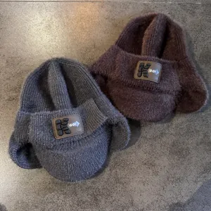 Bonnet d'hiver tricoté pour homme avec doublure polaire et protège-oreilles