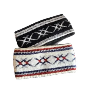 Ethno-Stil Jacquard-Strickstirnbänder mit geometrischen Mustern für warme Wintertage