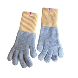 Bunte lange Strickhandschuhe für Damen mit Touchscreen-Funktion und warmem Plüsch