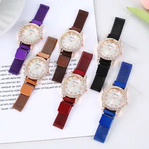 Ensemble de montres pour femmes avec bracelets magnétiques et lunettes en strass brillant
