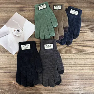 Men's Winter Knit Gloves Thick Fleece Lined Touchscreen Thermal Mittens Outdoor Cycling Cold Weather Warm Gloves For Adult