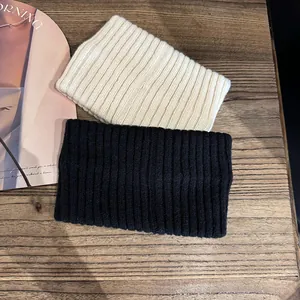 Bandeaux d'hiver en maille côtelée crème et noire avec tissu thermique extensible