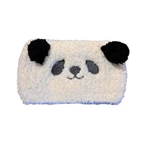 Bandeau panda mignon en peluche blanche douce pour les soins du visage et le maquillage