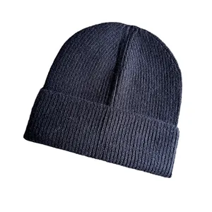 Berretto classico in maglia a coste nere per uomo e donna, caldo berretto invernale minimalista