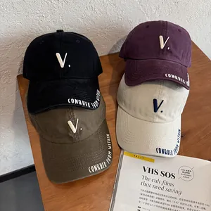 Vintage American Embroidered Letter Baseball Cap Cotton Blend Washed Distressed Sun Hat For Men Women Casual Outdoor Adjustable Hip Hop Dad Hat