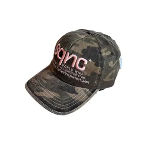 Pink embroidery camouflage baseball cap with adjustable jungle camo canvas design
