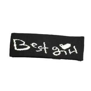Fascia sportiva elastica nera in maglia con scritta bianca Best 2 u e disegno a cuore
