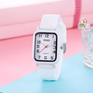 Women's Casual Square Quartz Watch Silicone Strap Minimalist Arabic Numeral Dial Fashion Wristwatch For Girls Student Gift