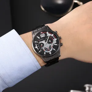 Montre à Quartz Homme Mode Sport Calendrier Lumineux Bracelet en Alliage Montre-Bracelet pour Hommes Style Business Décontracté Cadeau