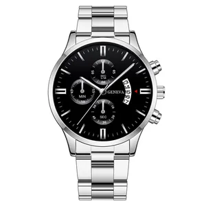 Detail of multi-functional three-eye chronograph watch dial with date display
