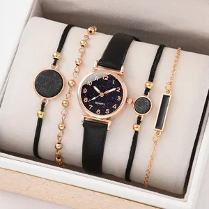 5-piece women's quartz watch gift set with starry sky dial and matching fashion bracelets