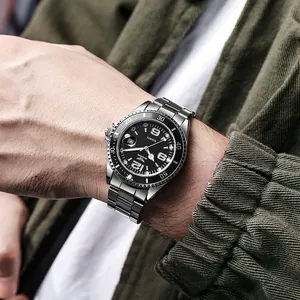 Montre à quartz chic pour hommes avec bracelet en acier et cadran lumineux de sport