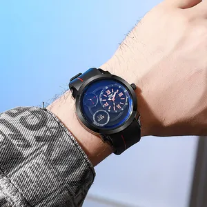Men's Fashion Quartz Watch Round Dial Roman Numerals Casual Sporty Analog Digital Display Wristwatch With PU Strap Timepiece