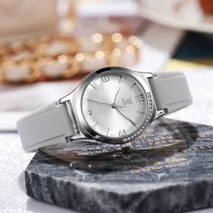 Women Fashion Quartz Watch With Floral Pattern Dial Silicone Strap Rhinestone Bezel Jelly Style Casual Analog Wristwatch For Student Ladies Gift