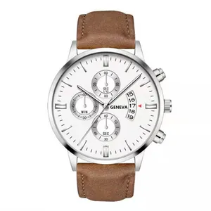 Close-up of white quartz watch face featuring date window and three functional sub-dials