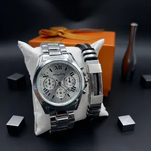 Fashion Stainless Steel Couple Watch Bracelet Waterproof Quartz Roman Numeral Business Wristwatch Jewelry Gift Men Women