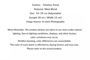 Detalles de talla para diadema de lana con medidas de 20x12cm y ajuste de 54-59cm de cabeza