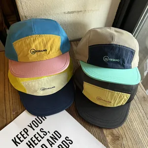 Japanese Retro Color-Block 5-Panel Camp Cap Men Women Breathable Mesh Baseball Hat Summer Outdoor Streetwear Sun Hat Adjustable Duckbill Cap