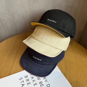 Cartoon emoticon soft brim baseball cap in black, khaki, and navy cotton embroidery