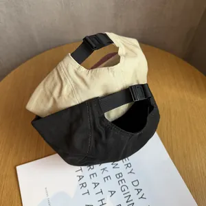 Close-up of adjustable nylon strap and plastic buckle on cotton cartoon baseball caps