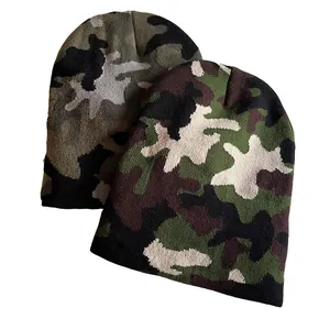 Bonnet en tricot camouflage d'hiver pour hommes, bonnet de ski chaud pour extérieur