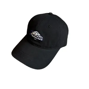 Classic black canvas baseball cap featuring vintage Boston letter embroidery and curved brim