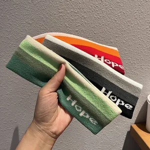 Fascia Sportiva a Maglia a Righe Elastica Assorbi Sudore Yoga Fitness Fascia per Capelli Con Lettera Hope per Donna Uomo Uso Quotidiano