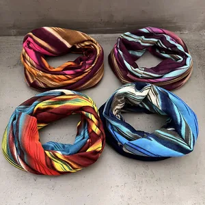 Striped thermal beanie scarf set for women in four colorful knitted patterns