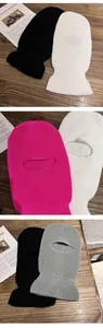 Detail of rib-knit texture on solid color balaclava winter ski masks for outdoor use