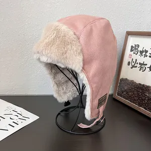 Winter Suede Bomber Hat Faux Fur Lined Trapper Hat With Ear Flaps Windproof Warm Ushanka Pilot Hat For Women Men