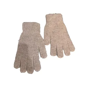 Thermo-Strickhandschuhe für Damen in Camel mit gerippten elastischen Bündchen