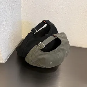 Adjustable amekaji canvas baseball caps in black and olive green with metal buckles