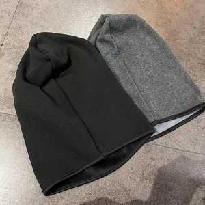 Thermal knit beanie hats in black and dark grey for winter cycling and outdoor warmth