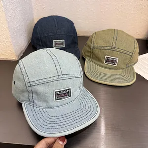 Βίντατζ Πλυμένο Ντένιμ Καπέλο Camper 5-Panel Ρετρό Ρυθμιζόμενο Καπέλο Μπέιζμπολ Με Επίπεδο Γείσο Για Άνδρες Γυναίκες Streetwear Προστασία Από Τον Ήλιο