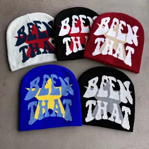 Y2K Streetwear Buchstaben Jacquard Stern Strickmütze Für Herren Damen Winter Warm Acryl Hip Hop Skull Cap Outdoor Fashion Hut