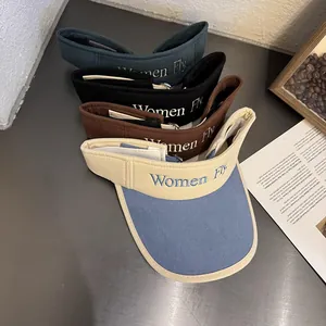 Pack of embroidered visor hats in beige, brown, green and black colors for sun protection