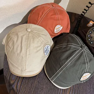 Vintage Women Forward Hat Contrast Stitching Ivy Cap Newsboy Hat Cotton Polyester Versatile Flat Cap Casual Retro Accessories