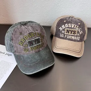 Vintage-Baseballkappe mit Kontrastpaneelen und Stickerei für Damen und Herren