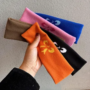 Damen Gestricktes Schleife Stirnband Elastisches Garn Haarband Kontrastfarbe Jacquard Kopfbedeckung Für Sport Täglich Mode Accessoires