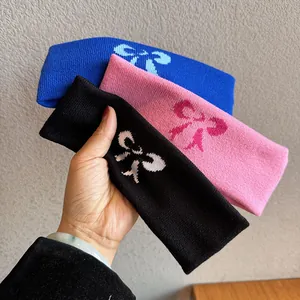 Gestrickte Stirnbänder mit Schleife in Blau Rosa und Schwarz für Damen Accessoires