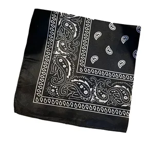 Bandana noir classique avec motif paisley blanc pour le streetwear et le sport