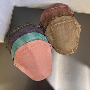 Berretti retrò in denim lavato in sei colori assortiti per uomo e donna, stile regolabile