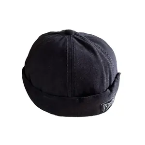 Retro black docker hat with Freedom embroidery patch for men and women in street style